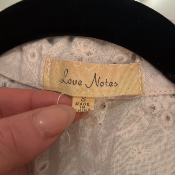 Love Notes Eyelet Collared Button Up Tie Front Tank Size S - Picture 7 of 10